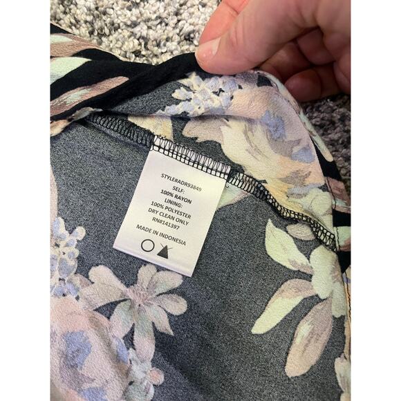 ASTR The Label Faux Wrap Black Floral High Low Maxi Dress Womens L Wedding - Picture 10 of 13